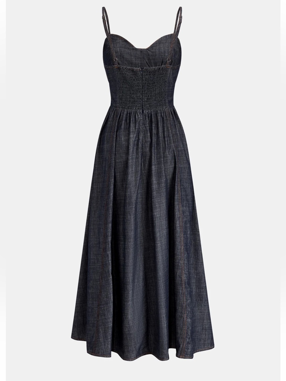 Commense Cotton/Linen Dark Denim Midi Dress with Button Front Small - Picture 3 of 5